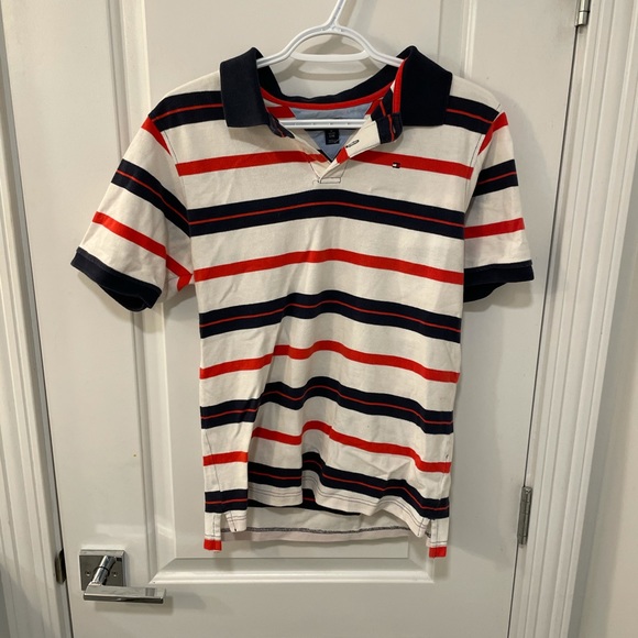 Tommy Hilfiger designer polo shirt with stripes - Picture 1 of 3
